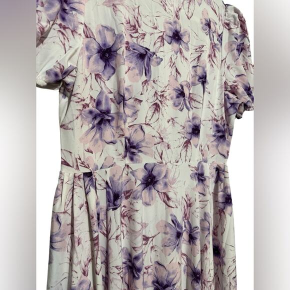 Long Modest Purple Pink Floral Spring Summer Midi Dress Women’s Size Medium - Picture 3 of 4